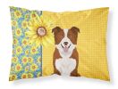 Summer Sunflowers Red and White Border Collie Standard Pillowcase Lightweight Super Soft Easy Care Decorative Artwork Pillowcase, Standard
