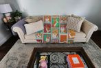 Lots of Red Cardigan Corgi Quilted Blanket 50x60 Artwork Pattern Quilted Throw Blanket for Bed, Couch, Sofa, Soft and Lightweight