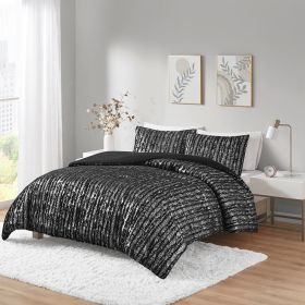 Metallic Print Faux Fur Comforter Set (Color: as Pic)